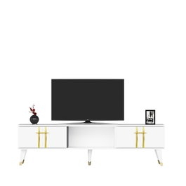 Hanah Home Soporte para televisor Asel - Blanco y Oro